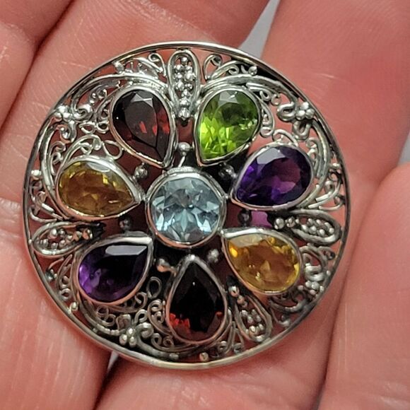 Bali Legacy Multi Gemstone Florel Ring Size 7 - Picture 11 of 14